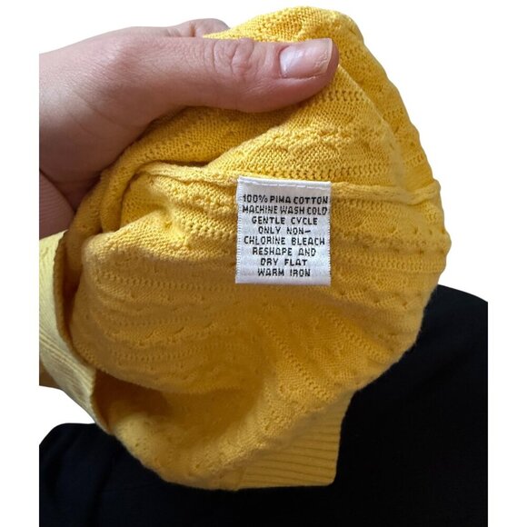 Vtg Talbots Cable Knit Sweater Size XL Pima Cotton Preppy Y2K Old Money Yellow - Picture 4 of 4